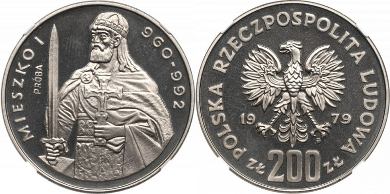 PRL, 200 złotych 1979 Mieszko I - Próba Ni NGC PF 68 CAMEO Menniczy egzemplarz.....