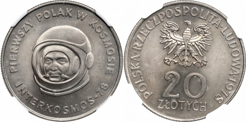 PRL, 20 złotych 1978 Interkosmos - NGC MS66 Menniczy egzemplarz. 
Grade: NGC MS...