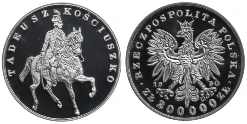 III RP, 200.000 zlotych 1990, Kosciuszko - NGC PF68 Ultra Cameo Moneta zaliczana...