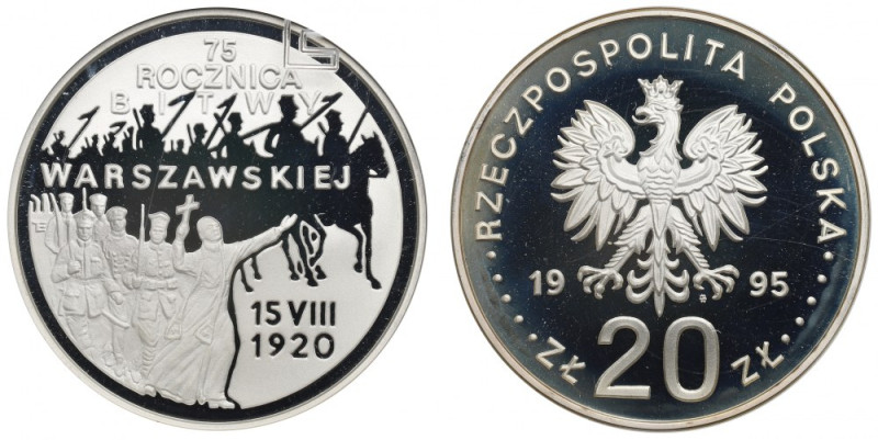 III RP, 20 złotych 1995 - 75 rocznica Bitwy Warszawskiej Menniczy egzemplarz. Mo...