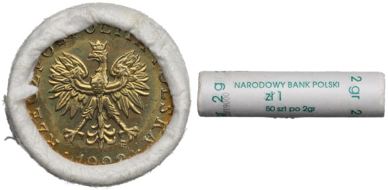 III RP, Rolka bankowa 2 grosze 1992 Rolka mennicza. Doskonałe uzupełnienie zbior...