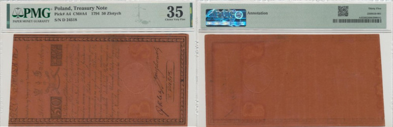 Insurekcja kościuszkowska, 50 złotych 1794 C - PMG 35 Piękny egzemplarz wydrukow...