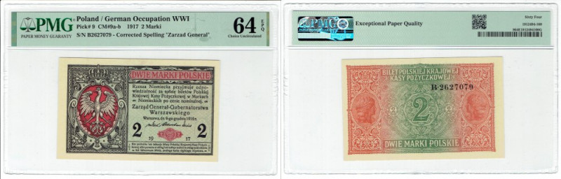 GG, 2 mkp 1916 B Generał - PMG 64 EPQ Wyśmienicie zachowany banknot, o idealnej,...