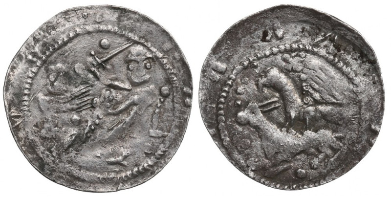 Vladislaus II, Denarius, Cracow Najrzadsza odmiana denara typu 'orzeł i zając' z...