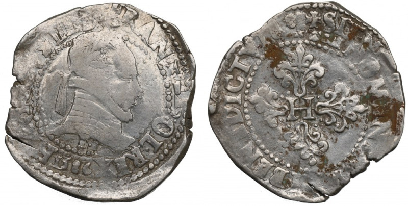 France, Henri III, 1/2 franc 1586 Ładny egzemplarz z dobrze zachowanym połyskiem...