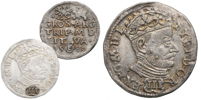Stephan Bathory, 3 groschen 1580, Vilnius Bardzo rzadka odmiana z cyfrą nominału...
