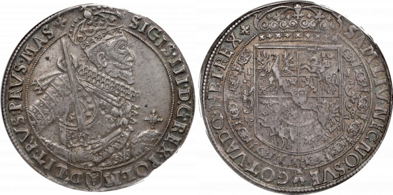 Sigismund III, Thaler 1628, Bromberg - NGC XF45 Ładny egzemplarz z dobrze zachow...