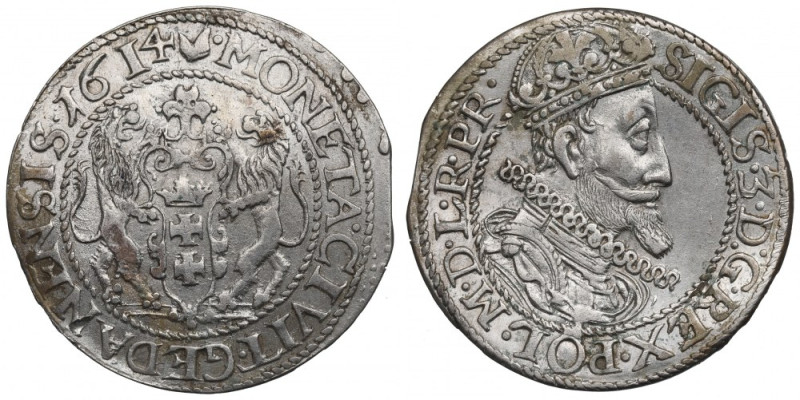 Sigismund III, 18 groschen 1614, Danzig Bardzo ładny egzemplarz z dobrze zachowa...