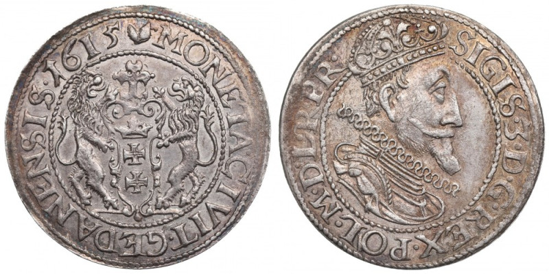 Sigismund III, 18 groschen 1615, Danzig Egzemplarz o bardzo ładnym połysku w tle...