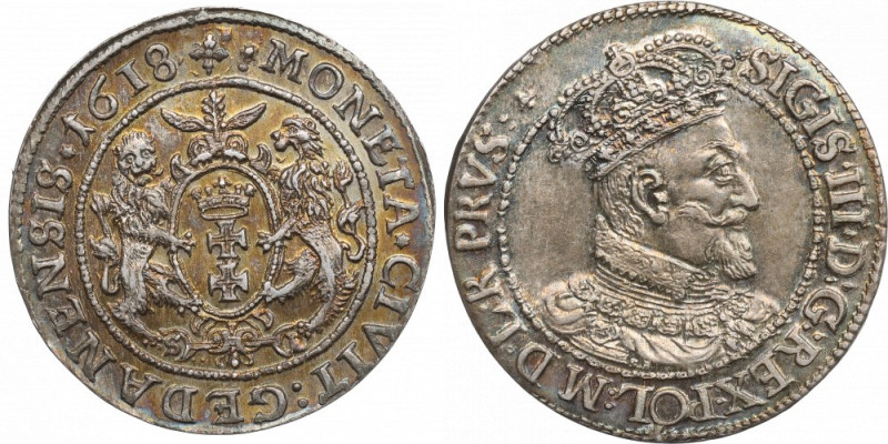 Sigismund III, 18 groschen 1618, Danzig Piękny egzemplarz ze świetnie zachowanym...