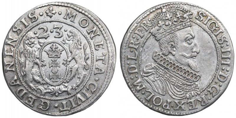 Sigismund III, 18 groschen 1623, Danzig Piękny egzemplarz o bardzo dobrych detal...