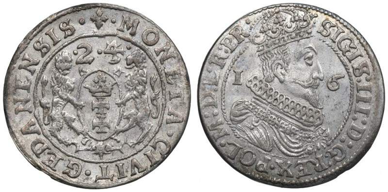 Sigismund III, 18 groschen 1623/4, Danzig Piękny, okołomenniczy egzemplarz. Deli...