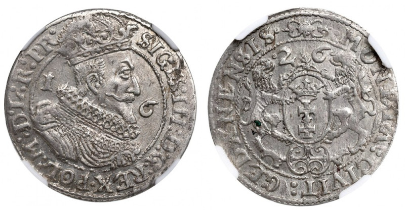 Sigismund III, 18 groschen 1626, Danzig - NGC MS63 Piękny, menniczy egzemplarz. ...
