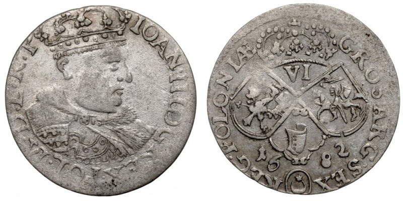 John III Sobieski, 6 groschen 1682, Cracow Nowy typ popiersia, wprowadzony na sz...