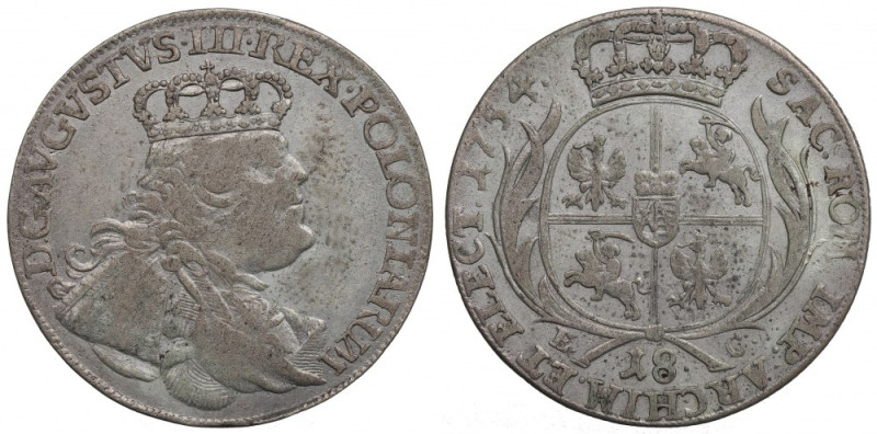 Germany, Saxony, Friedrich August II, 18 groschen 1754 Ładny egzemplarz.&nbsp; O...