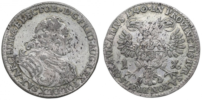 Friedrich August II, Groschen 1740 Ładny egzemplarz pierwszego rocznika groszy w...