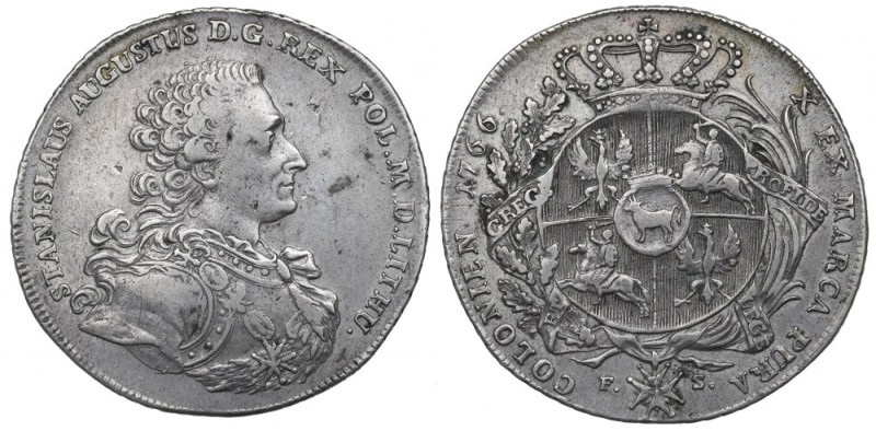 Stanislaus Augustus, Thaler 1766 F.S. Ładny talar z dobrze zachowanymi detalami ...