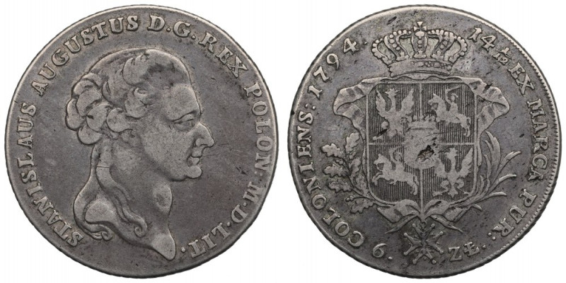 Stanislaus Augustus, Thaler 1794 Ładny, w pełni czytelny egzemplarz z dobrze zac...