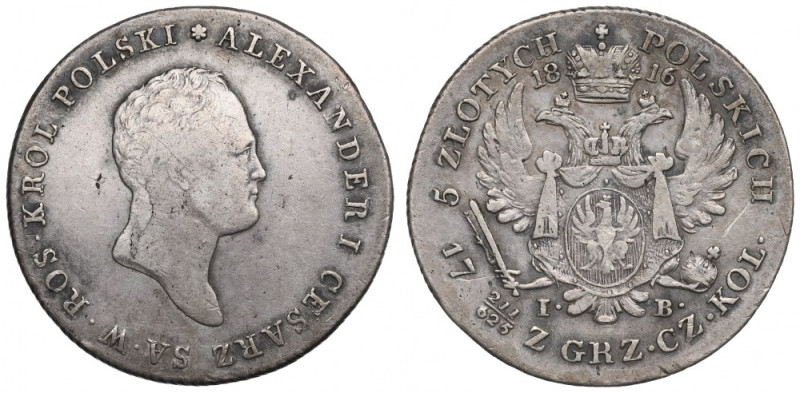 Kingdom of Poland, Alexander I, 5 zloty 1816 IB Ładny, w pełni czytelny egzempla...