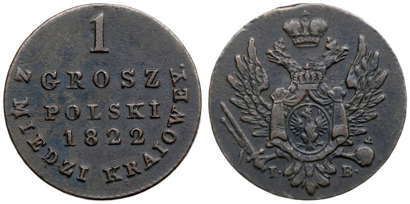 Kingdom of Poland, Alexander I, 1 groschen 1822 Naturalny, obiegowy egzemplarz z...