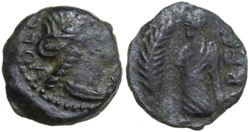 Celtic World. Southern Gaul, Volcae Arecomici. AE 14 mm, 1st century BC. Obv. He...