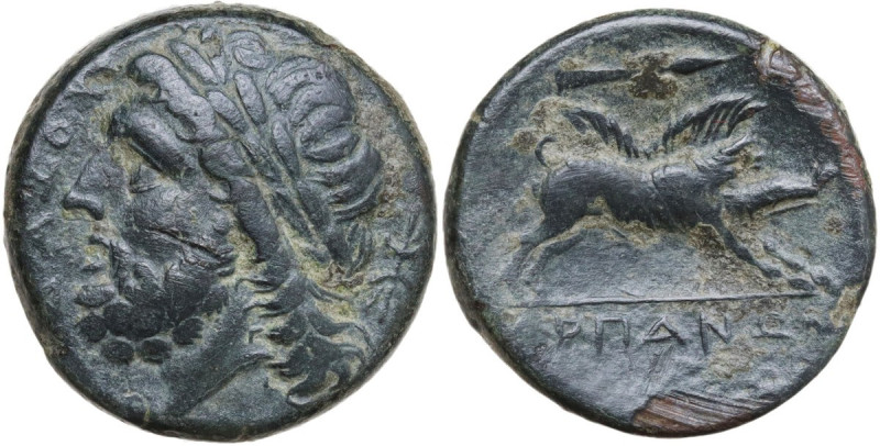 Greek Italy. Northern Apulia, Arpi. AE Unit, c. 325-275 BC. Obv. Laureate head o...