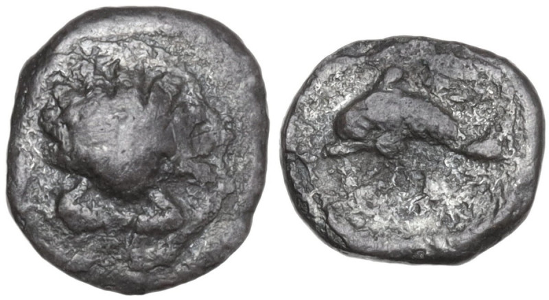 Greek Italy. Southern Apulia, Tarentum. AR 1/20 Stater, 325-280 BC. Obv. Scallop...