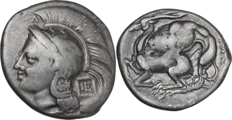Greek Italy. Northern Lucania, Velia. AR Stater, c. 280 BC. Obv. Head of Athena ...