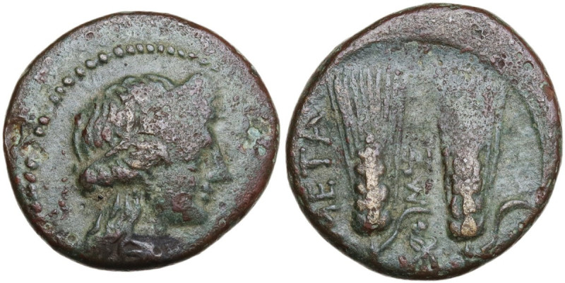 Greek Italy. Southern Lucania, Metapontum. AE 18 mm, late 3rd century BC. Obv. H...