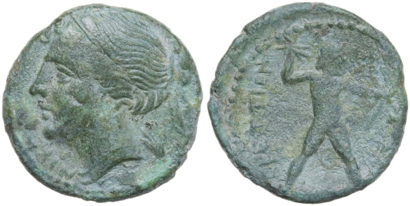 Greek Italy. Bruttium, The Brettii. AE 16 mm, 214-211 BC. Obv. Head of Nike left...