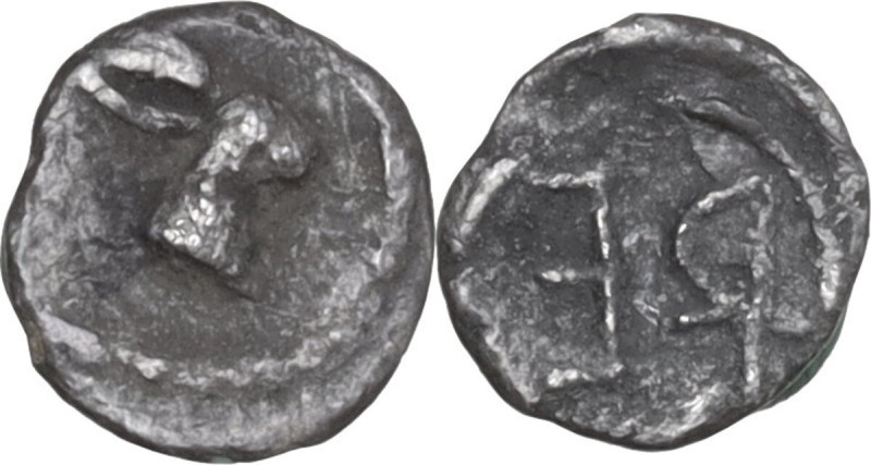 Greek Italy. Bruttium, Rhegion. AR Hexas, 480-460 BC. Obv. Head of hare right. R...