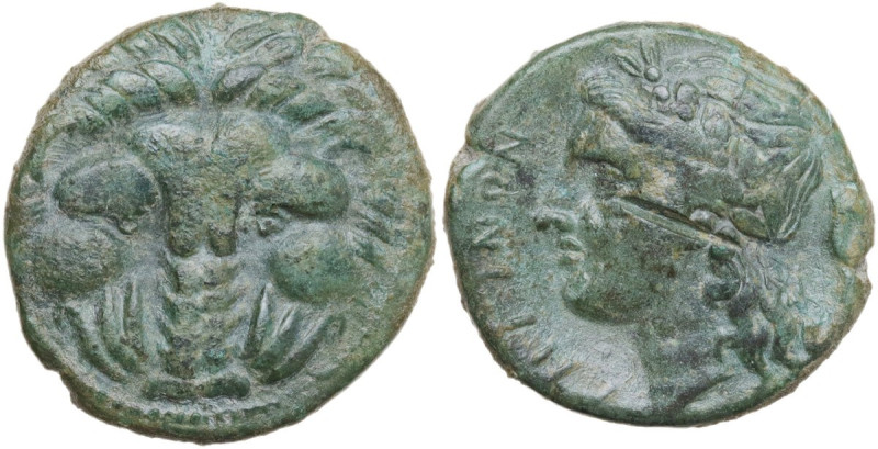 Greek Italy. Bruttium, Rhegion. AE 20 mm, 351-280 BC. Obv. Head of lion facing. ...