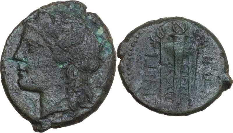 Greek Italy. Bruttium, Rhegion. AE 23 mm, 260-215 BC. Obv. Laureate head of Apol...