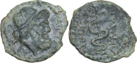 Sicily. Akragas. Roman Rule, after 212 BC. AE 21 mm. Obv. Diademed head of Asklepios right. Rev. Serpent-entwined staff. CNS I 149; HGC 2 162. AE. 4.1...