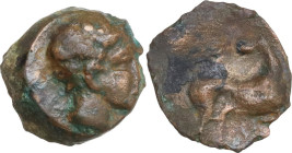 Sicily. Eryx. AE Onkia (?), c. 412-409 BC. Obv. Female head right (Aphrodite?). Rev. Hound standing right, head left. CNS I 15; Buceti 43; Campana 39....