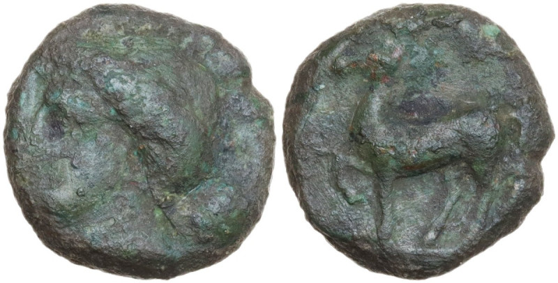 Sicily. Eryx. AE 24 mm, 400-340 BC. Obv. Female head left. Rev. Horse standing l...