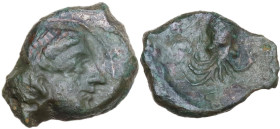 Sicily. Eryx. AE 12 mm, 330-260 BC. Obv. Female head right. Rev. Octopus. CNS I 24; HGC 2 949 (Motya). AE. 1.26 g. 12.50 mm. VF.