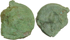Sicily. Nakona. AE 13 mm, 330-310 BC. Obv. Female head right. Rev. Goat standing right; before, corn of grain. HGC 2 964; CNS I 7. AE. 1.42 g. 13.00 m...