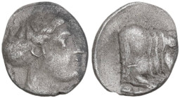 Sicily. Panormos as Ziz. AR Litra, 415-405 BC. Obv. Male head right. Rev. Forepart of man-headed bull right. Cf. HGC 2 1041 (female head). AR. 0.72 g....