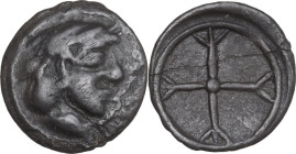 Sicily. Syracuse. Hieron I (478-466 BC). AR Obol, c. 470 BC. Obv. Head of Arethusa right. Rev. Wheel with four spokes. HGC 2 1371; Boehringer B 31. AR...
