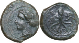 Sicily. Syracuse. Second Democracy (466-405 BC). AE Tetras, c. 435-415 BC. Obv. Head of Arethusa left. Rev. Octopus. HGC 2 1430; CNS II 14; SNG ANS 38...