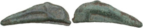 Continental Greece. Skythia, Olbia. AE dolphin shaped proto-money, 5th century BC. SNG BM Black Sea 367. AE. 2.54 g. 30.50 mm. VF.