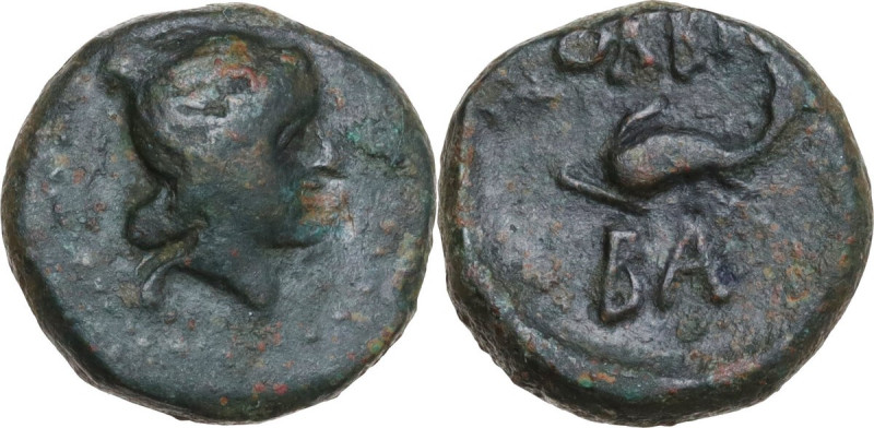 Continental Greece. Skythia, Olbia. AE 14.5 mm, circa 160-150 BC. Obv. Head of A...