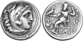 Continental Greece. Kings of Macedon. Philip III Arrhidaios (323-317 BC). AR Drachm, Kolophon mint, 322-319 BC. Obv. Head of Herakles right, wearing l...