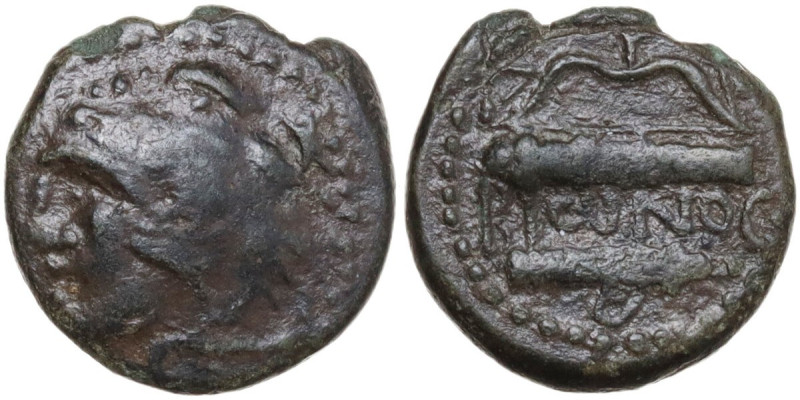 Continental Greece. Illyria, Dyrrhachium. AE 12 mm, 42-38 BC. Obv. Head of Herak...