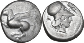 Continental Greece. Epeiros, Ambrakia. AR Stater, 456-426 BC. Obv. Pegasus flying left. Rev. Head of Athena right, wearing Corinthian helmet; behind, ...