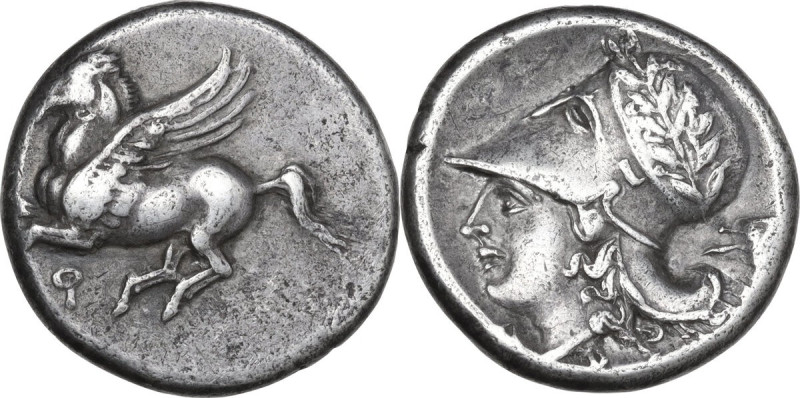 Continental Greece. Corinthia, Corinth. AR Stater, 375-350 BC. Obv. Pegasus flyi...