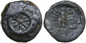 Continental Greece. Cimmerian Bosporos, Pantikapaion. AE 20 mm, 304-250 BC. Obv. Head of satyr left; pseudo c/m star within circular incuse. Rev. Head...