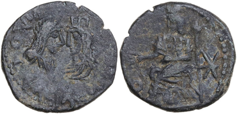 Greek Asia. Kings of Bosporos. Cotys III (227-234). AE Double denarius. Obv. Con...