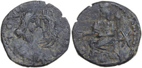 Greek Asia. Kings of Bosporos. Cotys III (227-234). AE Double denarius. Obv. Confronting busts of Cotys, diademed and draped, and Aphrodite, wearing k...